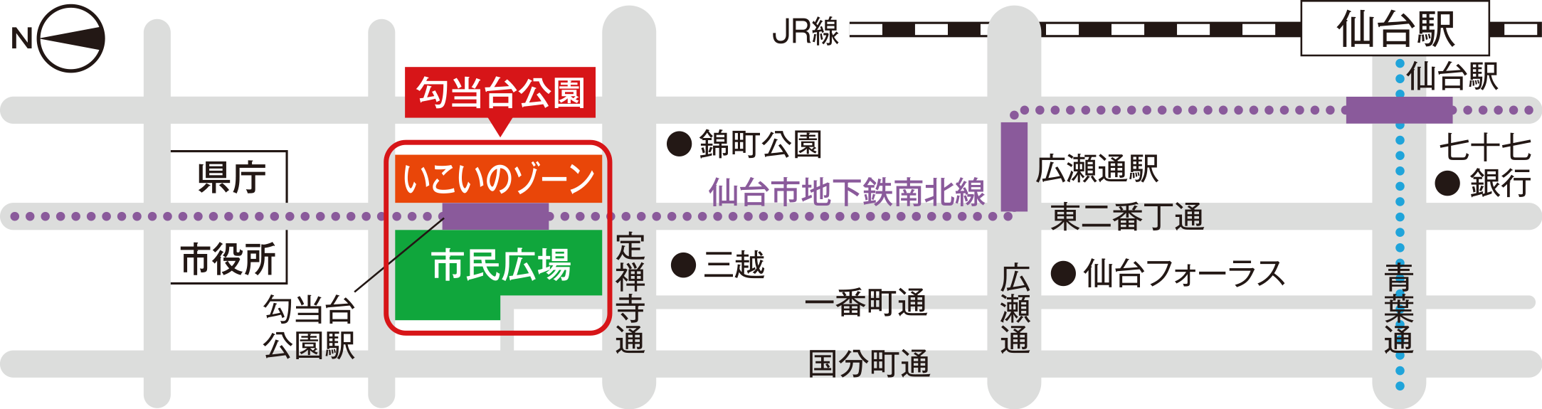 JR仙台駅からのアクセス 地図画像